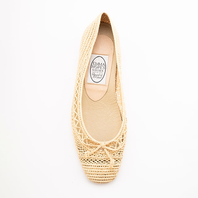 Zig Zag Bow Raffia Round Ballet-Natural – Emma Hope shop