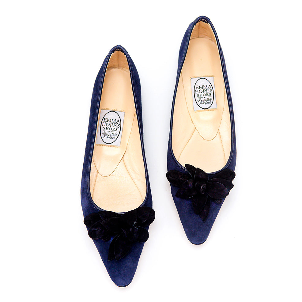 EMMA HOPE’S フラットシューズ FLOWER LOW BALLET-Navy-Black – Emma Hope shop
