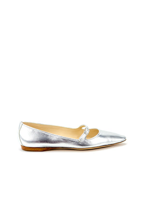 70's Strap+Bar Shoe Low Ballet-Silver