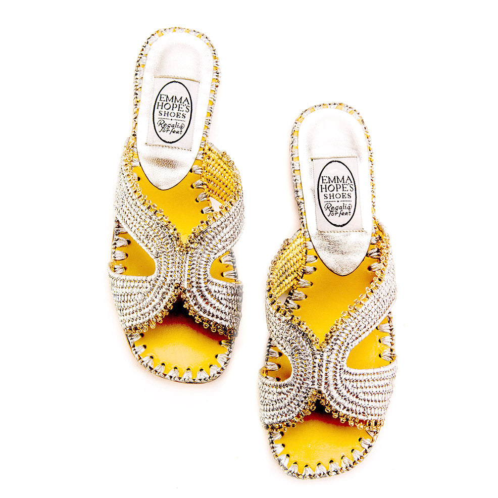 H Sandal Raffia Beaded-silver – Emma Hope shop