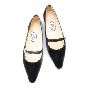 70's Strap+Bar Shoe Low Ballet-Grey Velvet