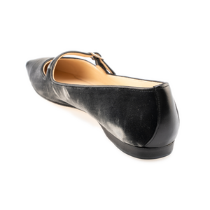 70's Strap+Bar Shoe Low Ballet-Grey Velvet
