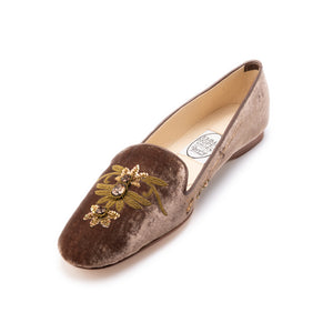 English Rosie Albert - Taupe- Gold- Velvet