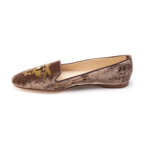 English Rosie Albert - Taupe- Gold- Velvet