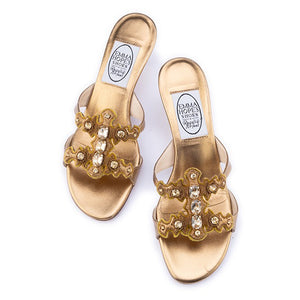 Jewelled Mid H Sandal-Gold