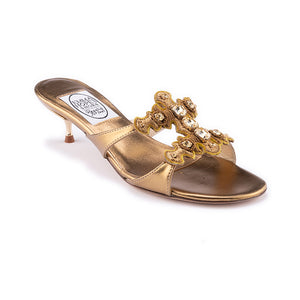 Jewelled Mid H Sandal-Gold