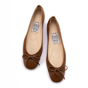 Gypsy Brogueing Cap Toe Ballet -  Tan