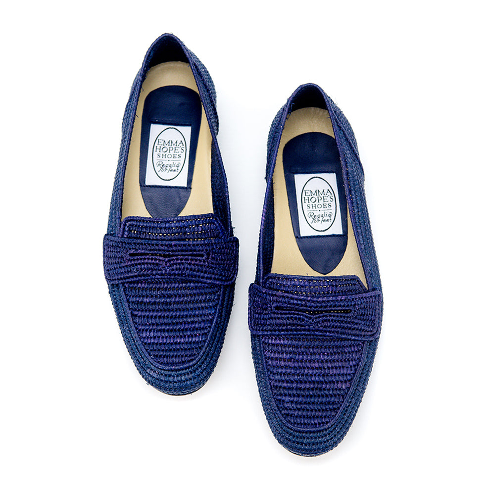 Mocassin Raffia Loafer-Navy – Emma Hope shop