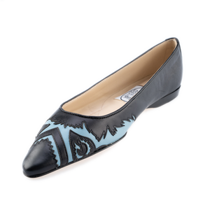 Gypsy Brogueing PointyToe Ballet - Blue-Black