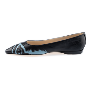 Gypsy Brogueing PointyToe Ballet - Blue-Black