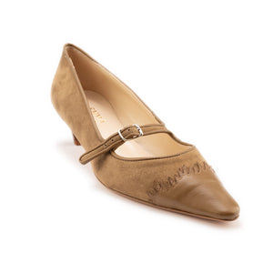 Gypsy Brogueing Toe Cap Mid Court Bar Shoe - Tan - Tan