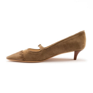 Gypsy Brogueing Toe Cap Mid Court Bar Shoe - Tan - Tan
