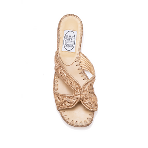 Raffia Wheatsheaft H Sandal - Gold