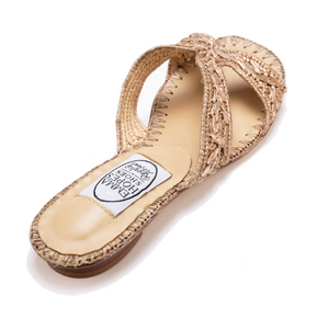 Raffia Wheatsheaft H Sandal - Gold