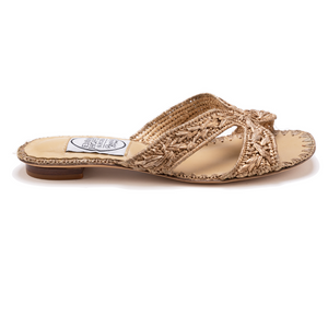 Raffia Wheatsheaft H Sandal - Gold
