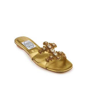 Jewelled H Sandal-Gold