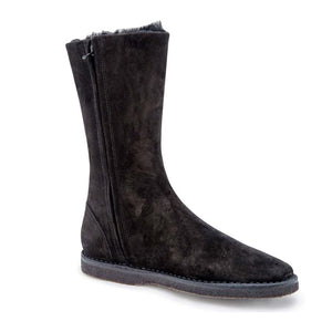 Shearling Mid Boot - Black Suede