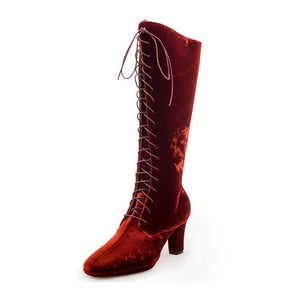 Lace Up Anna Sui Boot - Rust Velvet